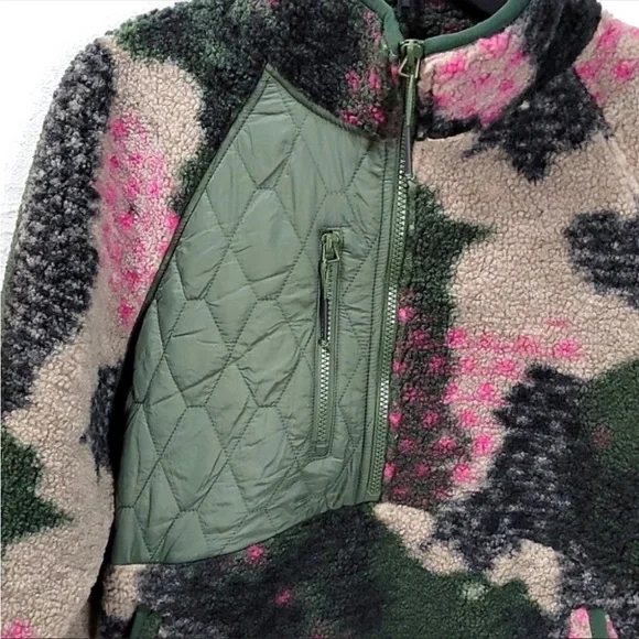 Joy Lab Target pull over Sherpa teddy fleece jacket sweatshirt camo pront - Picture 3 of 5